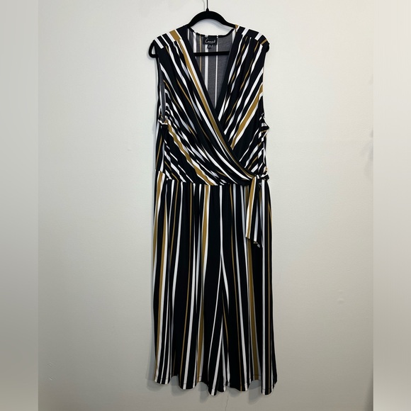 Connected Apparel jumpsuit plus size 3X/22W black multicolor striped wide‎ leg - Picture 1 of 5